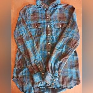 Mossimo women's small blue plaid long sleeve button up
